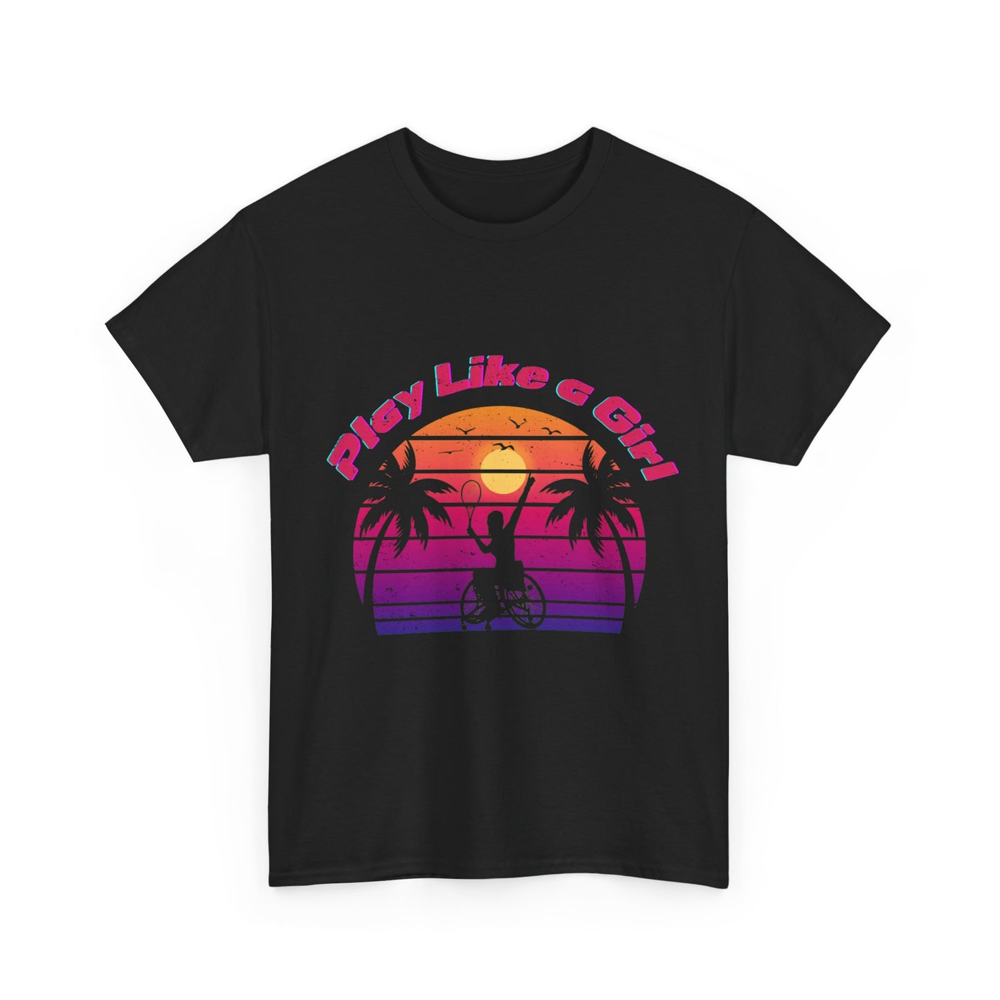 Play Like a Girl Wheelchair Tennis Cotton Tee - Vintage Sunset