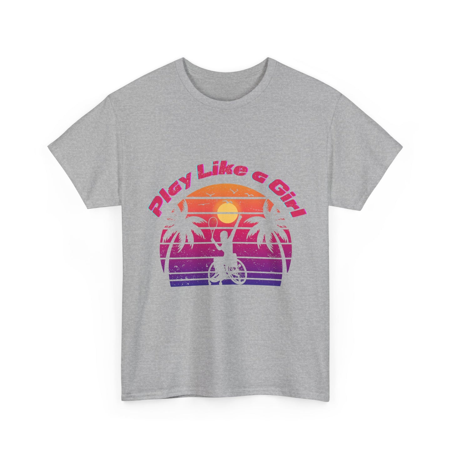 Play Like a Girl Wheelchair Tennis Cotton Tee - Vintage Sunset
