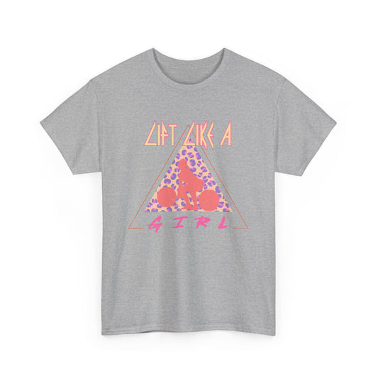 Lift Like a Girl Weightlifter Cotton Tee - Retro Rocker