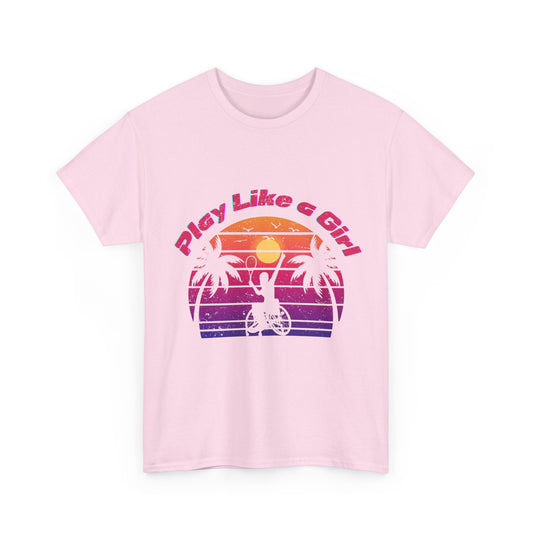 Play Like a Girl Wheelchair Tennis Cotton Tee - Vintage Sunset
