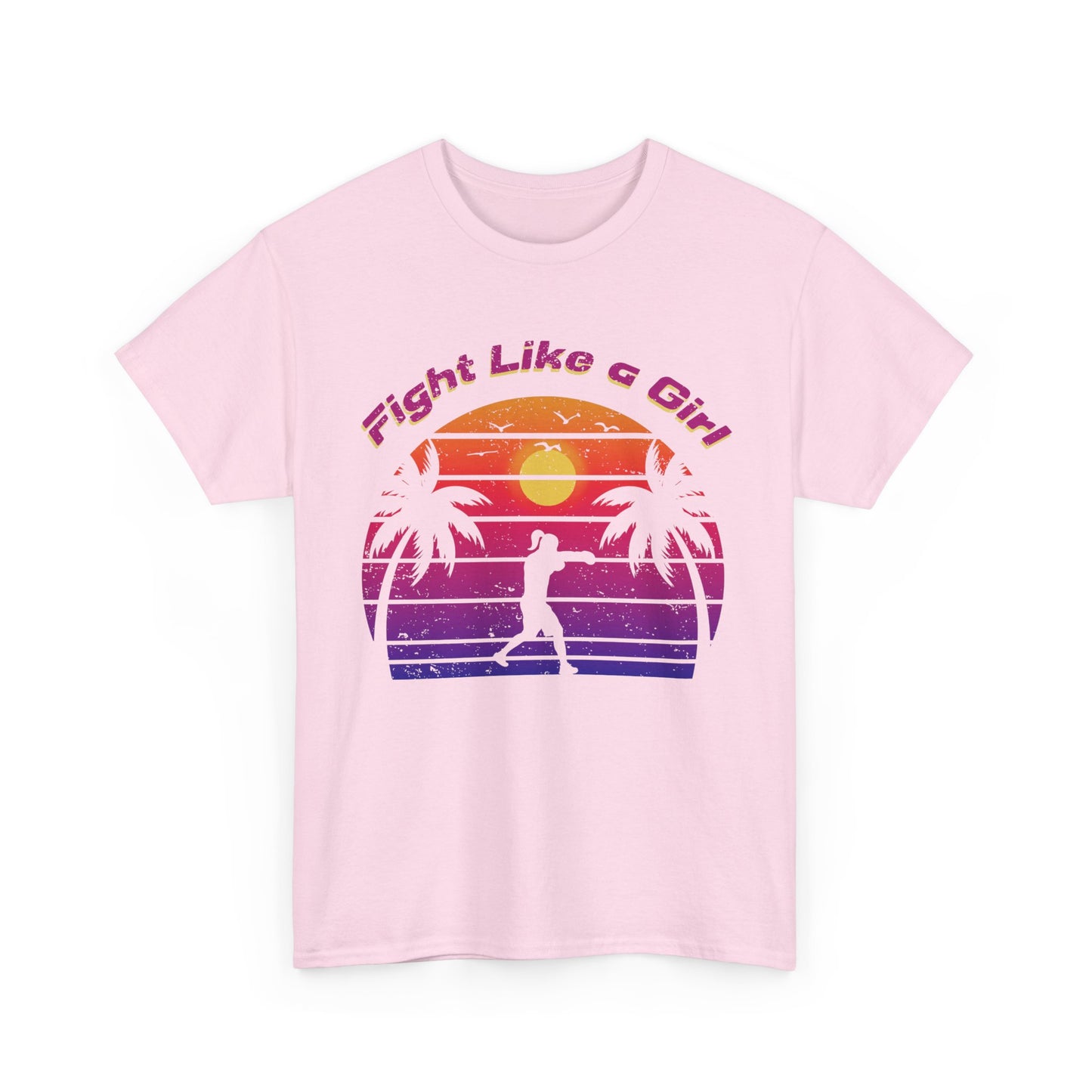 Fight Like a Girl Boxing Cotton Tee - Retro Sunset