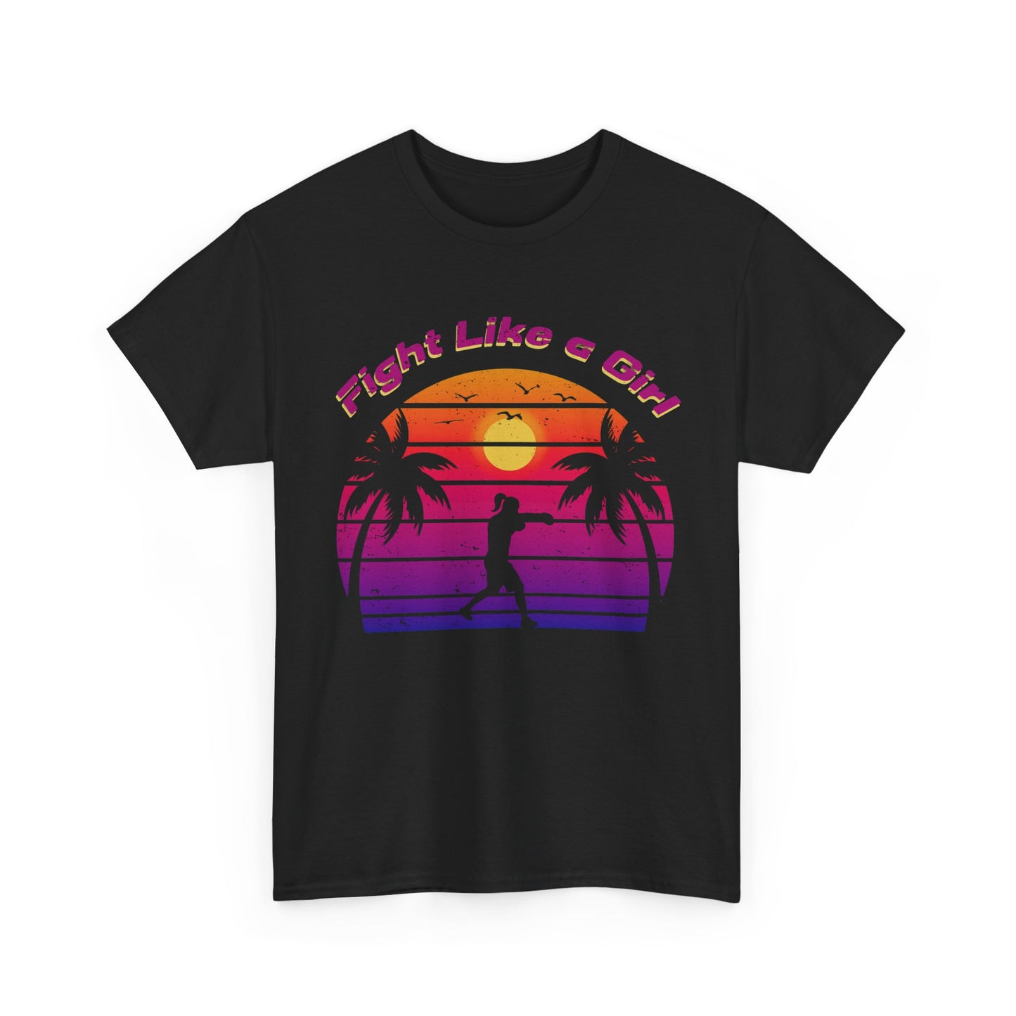 Fight Like a Girl Boxing Cotton Tee - Retro Sunset