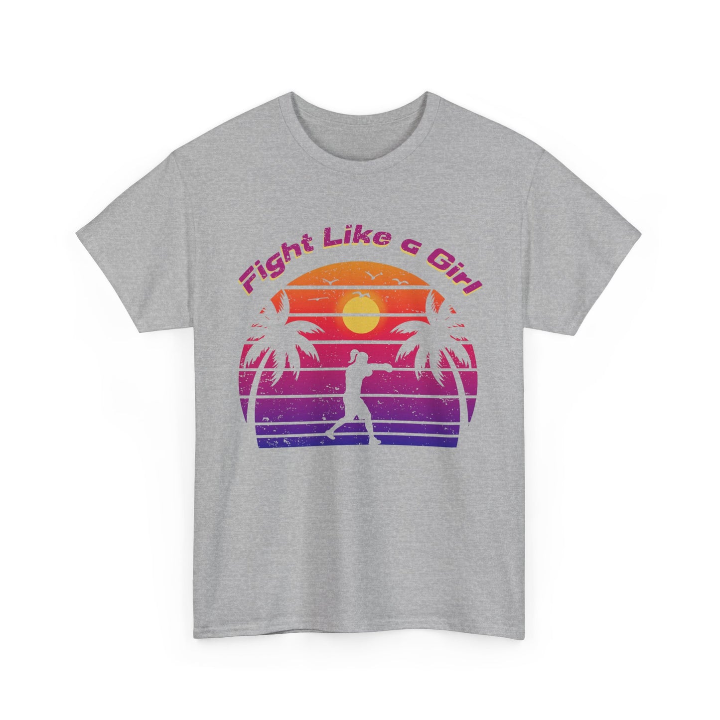 Fight Like a Girl Boxing Cotton Tee - Retro Sunset