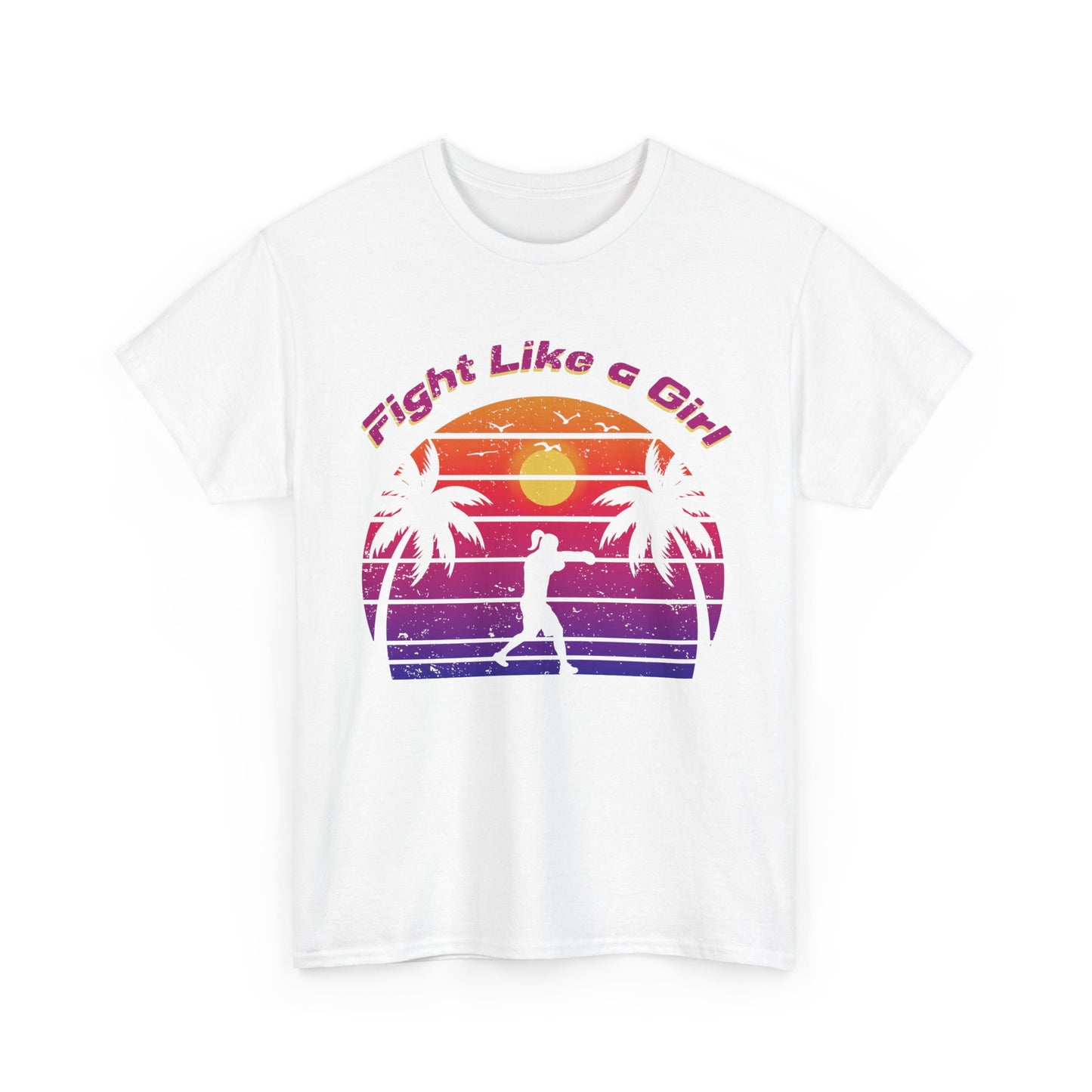 Fight Like a Girl Boxing Cotton Tee - Retro Sunset